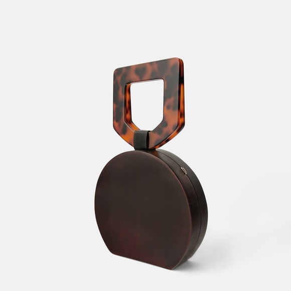 Zara Handbags - Zara Basic Wooden Circle Handbag Tortoise Handle